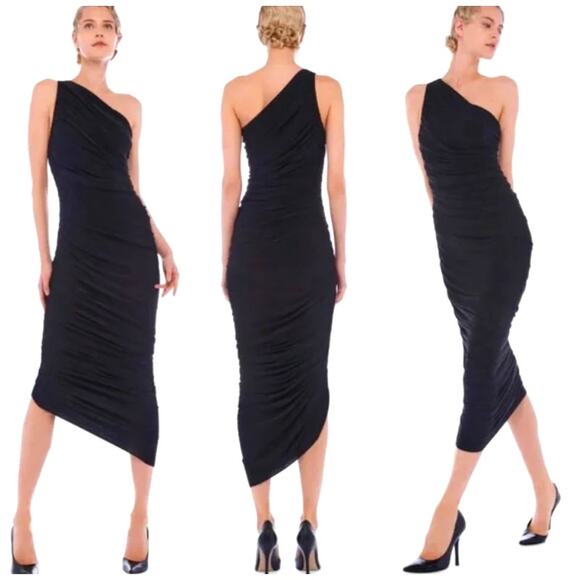 Norma Kamali One-Shoulder Ruched Diana Evening Gown – Size Large - Picture 1 of 8